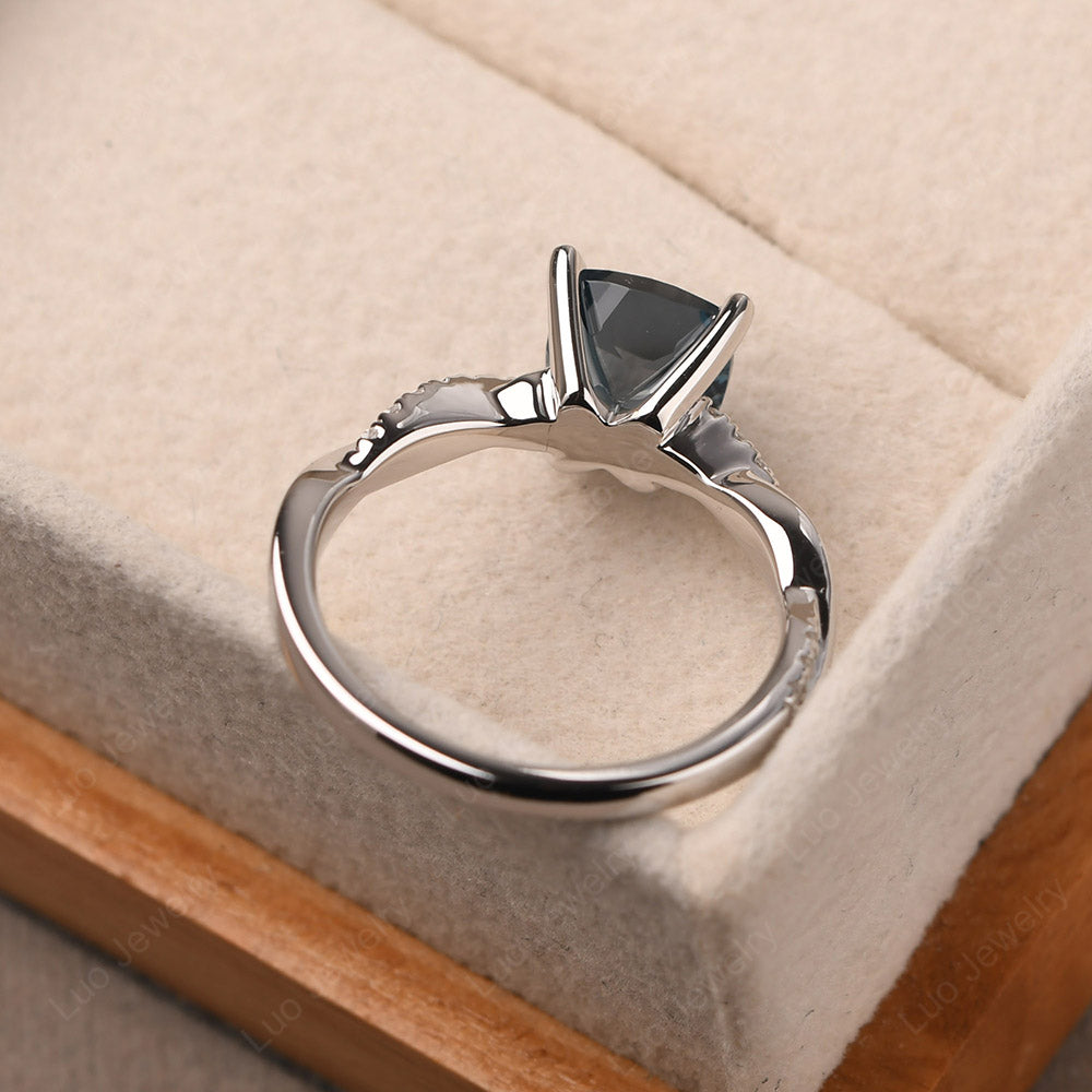 Cushion Cut London Blue Topaz Twist Engagement Rings - LUO Jewelry