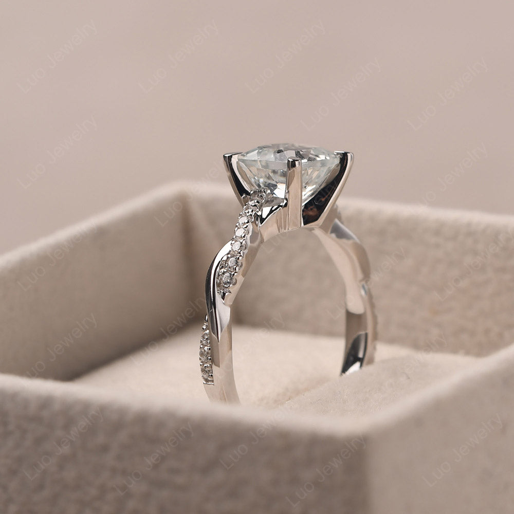Cushion Cut White Topaz Twist Engagement Rings - LUO Jewelry