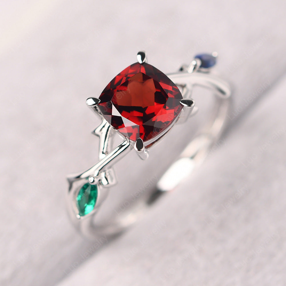 Cushion Cut Garnet Ring - LUO Jewelry