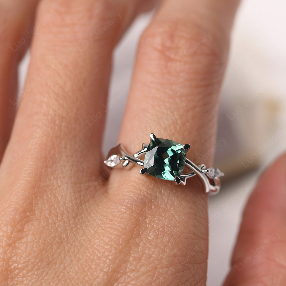 Cushion Cut Green Sapphire Ring - LUO Jewelry