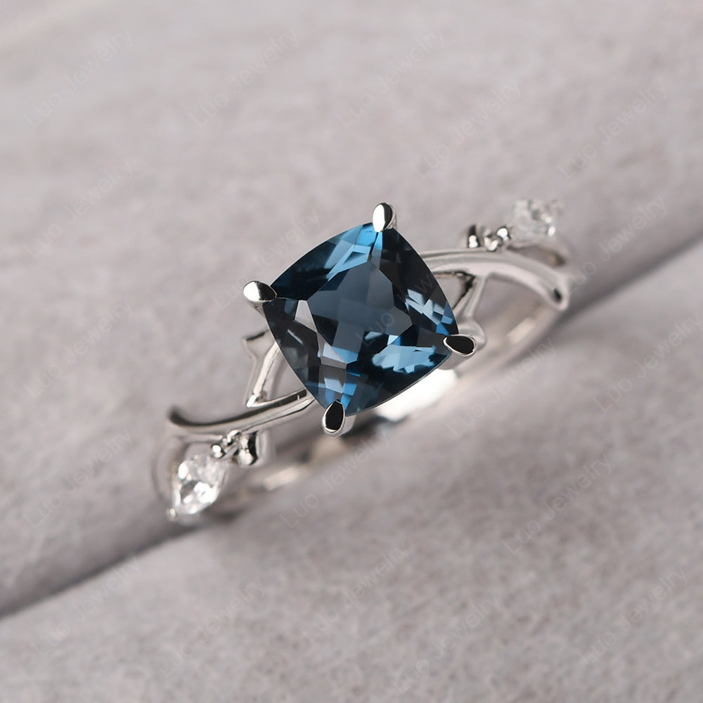 Cushion Cut London Blue Topaz Ring - LUO Jewelry