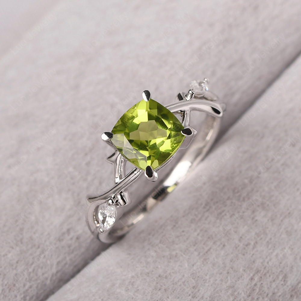 Cushion Cut Peridot Ring - LUO Jewelry