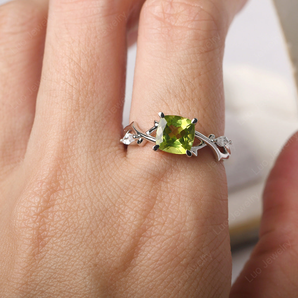 Cushion Cut Peridot Ring - LUO Jewelry