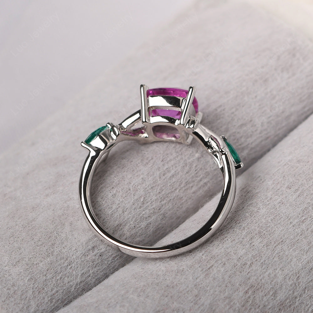 Cushion Cut Pink Sapphire Ring - LUO Jewelry