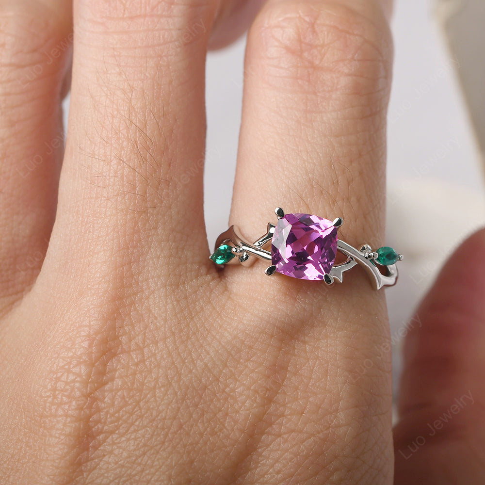 Cushion Cut Pink Sapphire Ring - LUO Jewelry