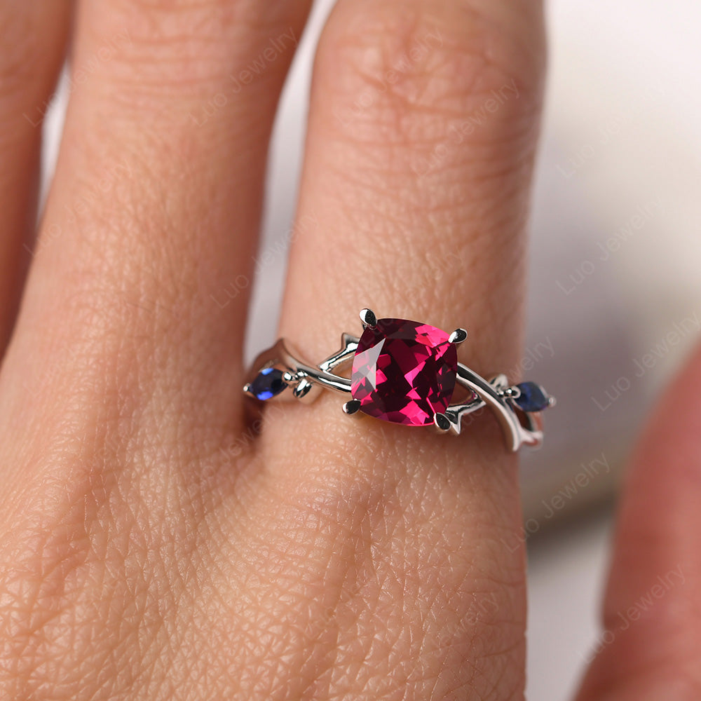 Cushion Cut Ruby Ring - LUO Jewelry