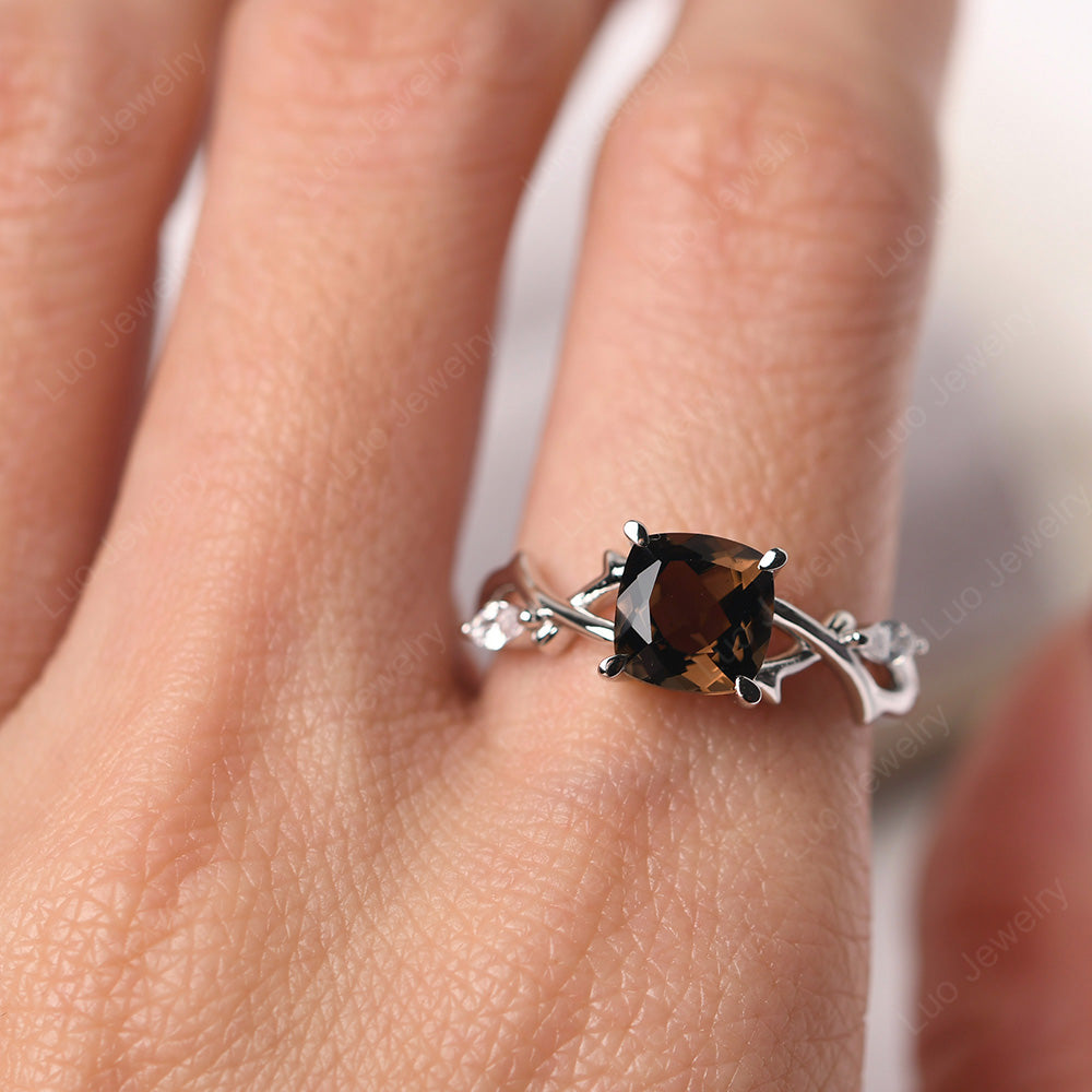 Cushion Cut Smoky Quartz  Ring - LUO Jewelry