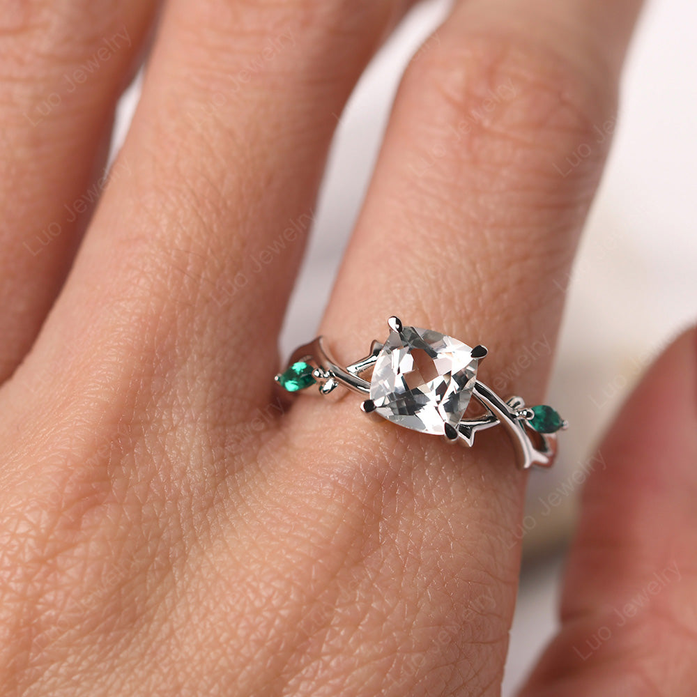 Cushion Cut White Topaz Ring - LUO Jewelry