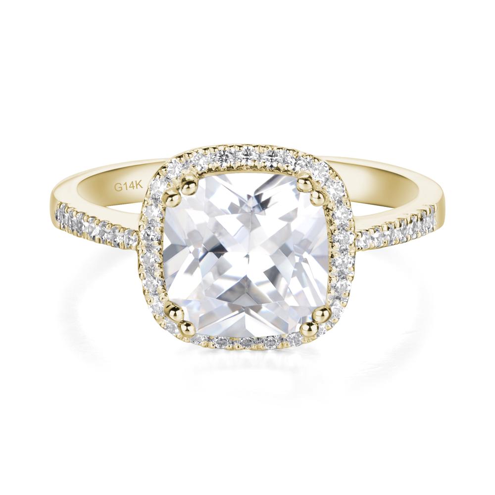 Cushion Cubic Zirconia Halo Engagement Ring - LUO Jewelry #metal_14k yellow gold