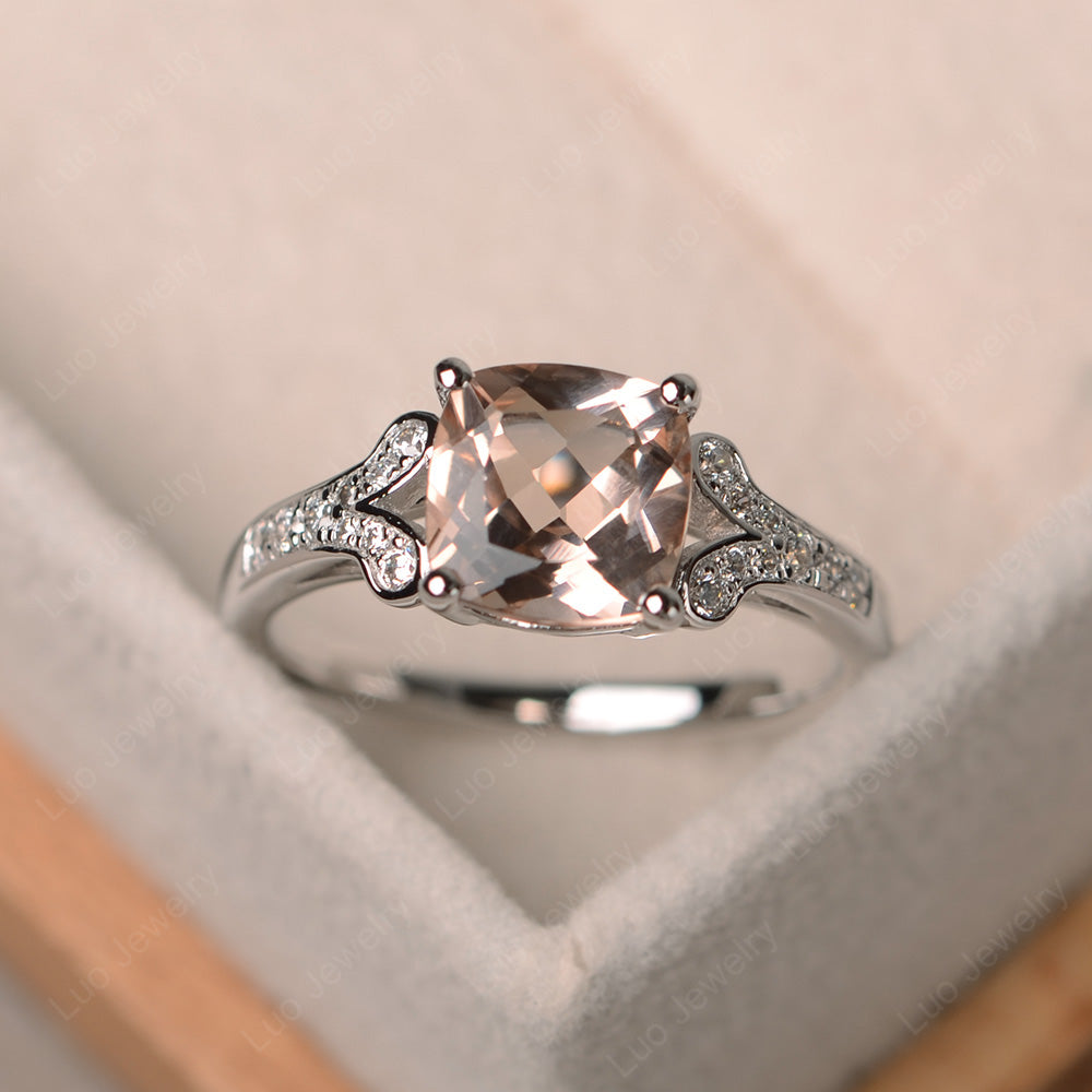 Cushion Shaped Morganite Wedding Ring - LUO Jewelry