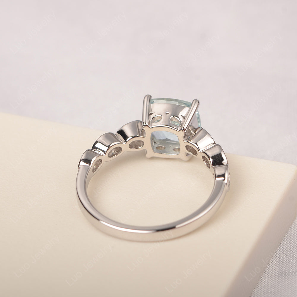 Vintage Aquamarine Ring Cushion Cut Yellow Gold - LUO Jewelry