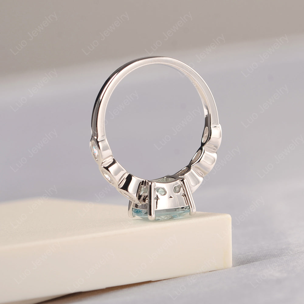 Vintage Aquamarine Ring Cushion Cut Yellow Gold - LUO Jewelry