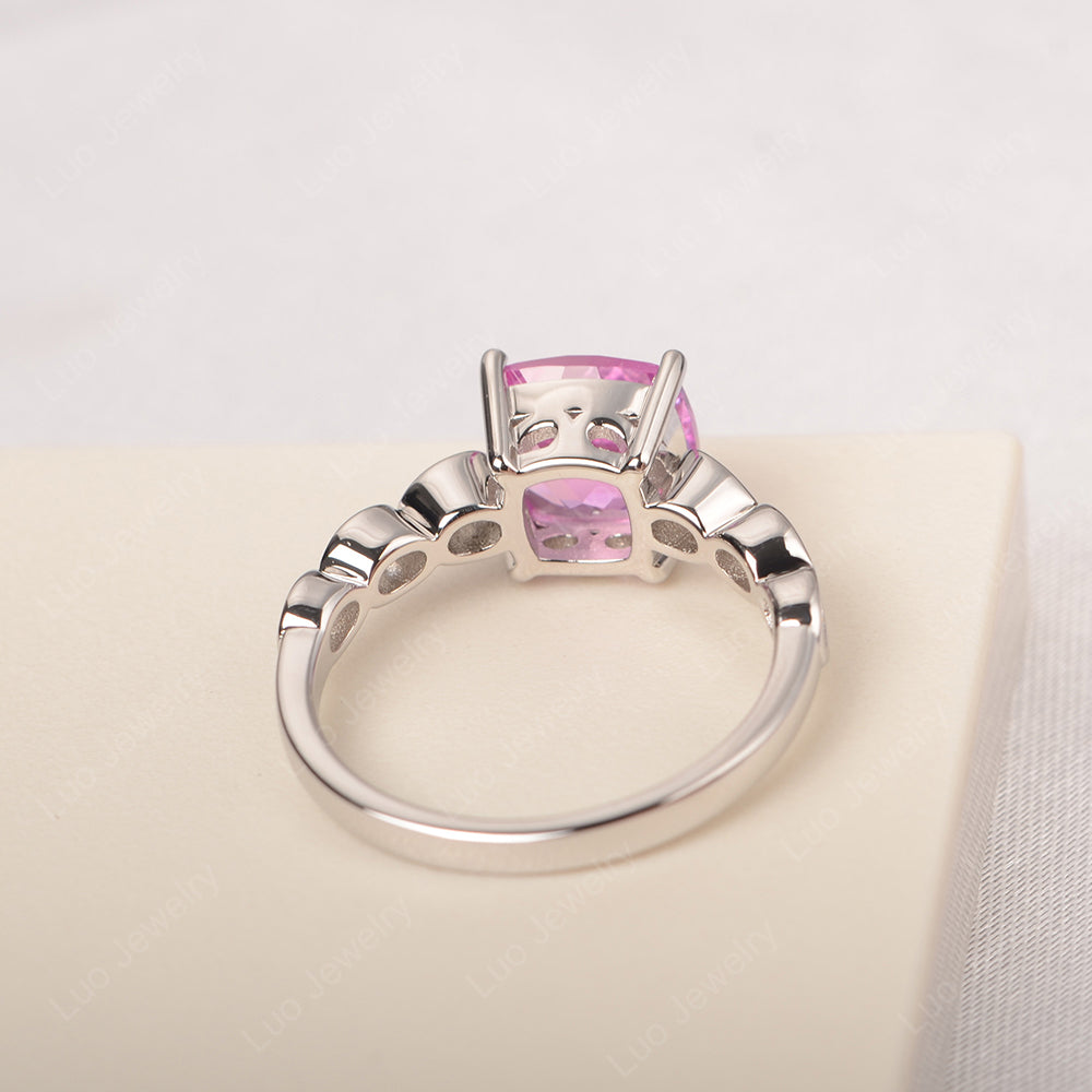 Vintage Pink Sapphire Ring Cushion Cut Yellow Gold - LUO Jewelry