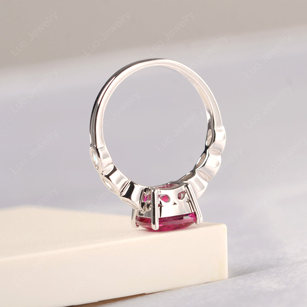 Vintage Ruby Ring Cushion Cut Yellow Gold - LUO Jewelry