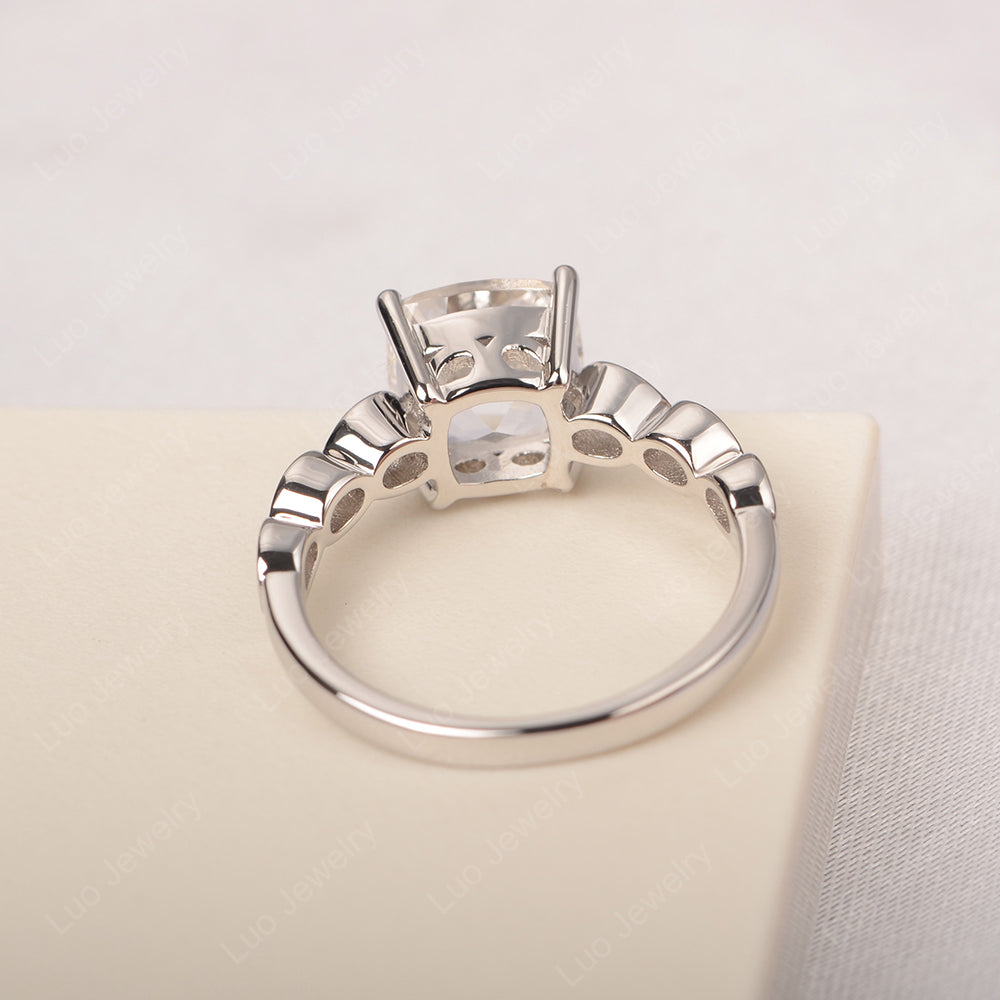 Vintage White Topaz Ring Cushion Cut Yellow Gold - LUO Jewelry