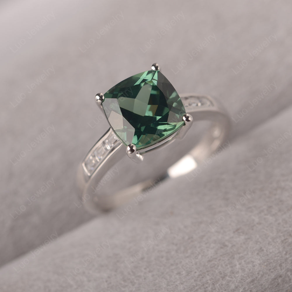 Cushion Cut Green Sapphire Engagement Ring Gold - LUO Jewelry
