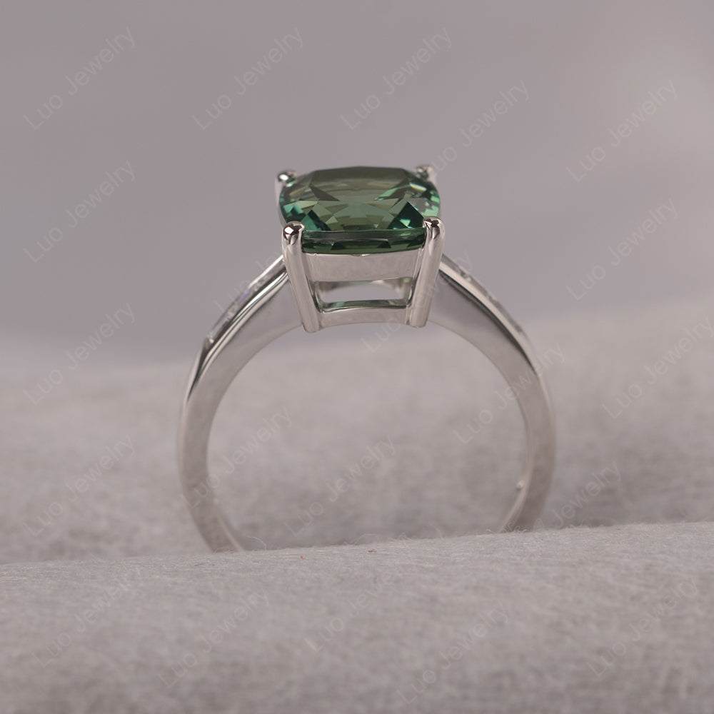 Cushion Cut Green Sapphire Engagement Ring Gold - LUO Jewelry