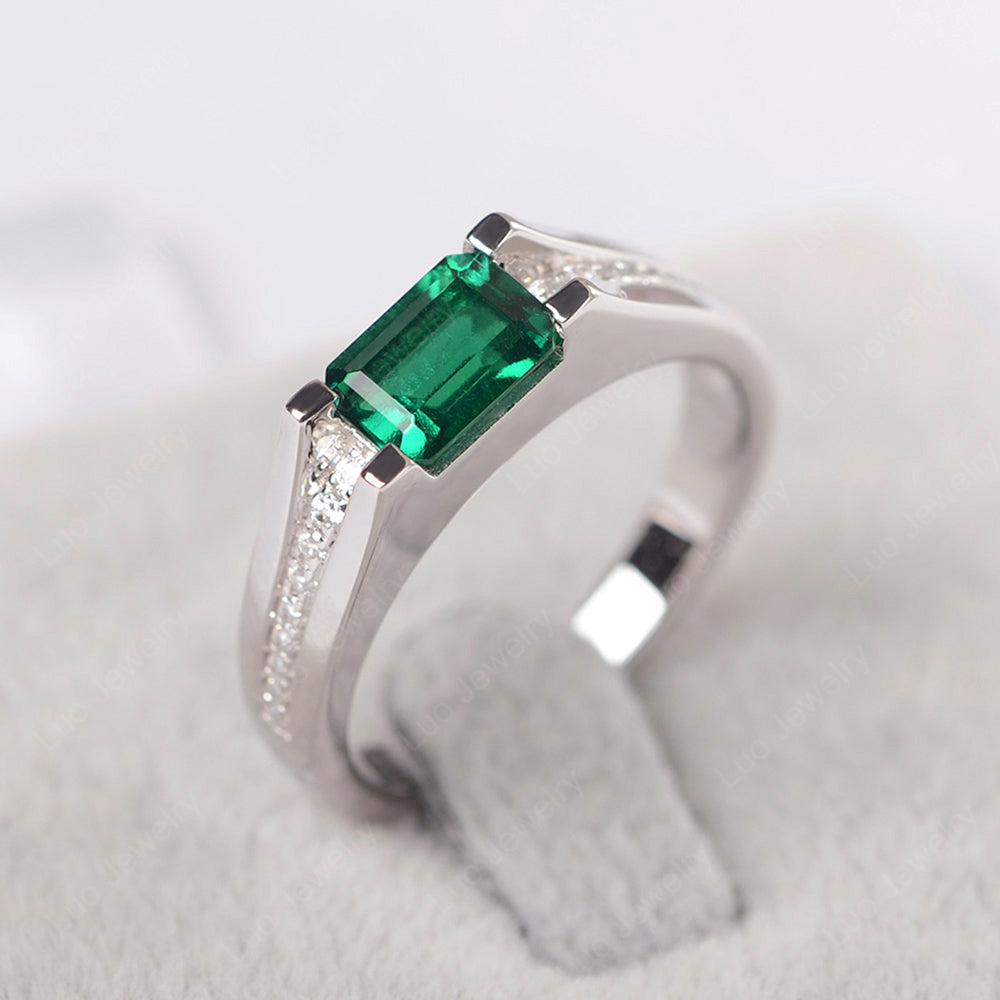 East West Lab Emerald Ring Emerald Cut Engagement Ring - LUO Jewelry