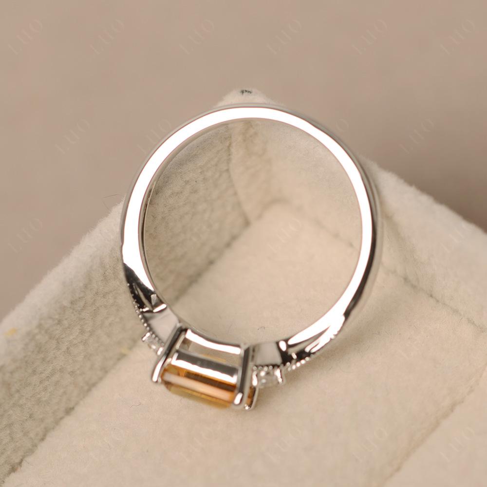 Horizontal Emerald Cut Citrine Engagement Ring - LUO Jewelry