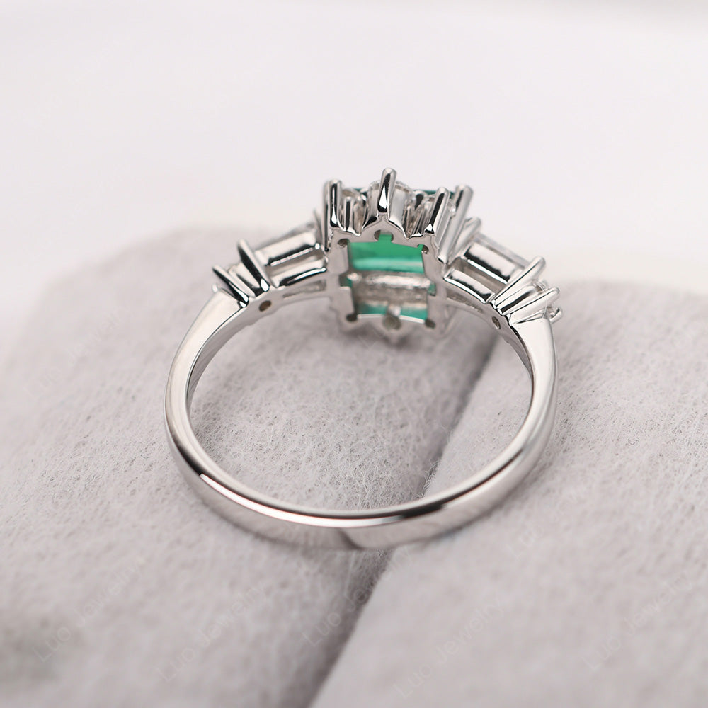 Emerald Cut Emerald Horizontal Ring - LUO Jewelry