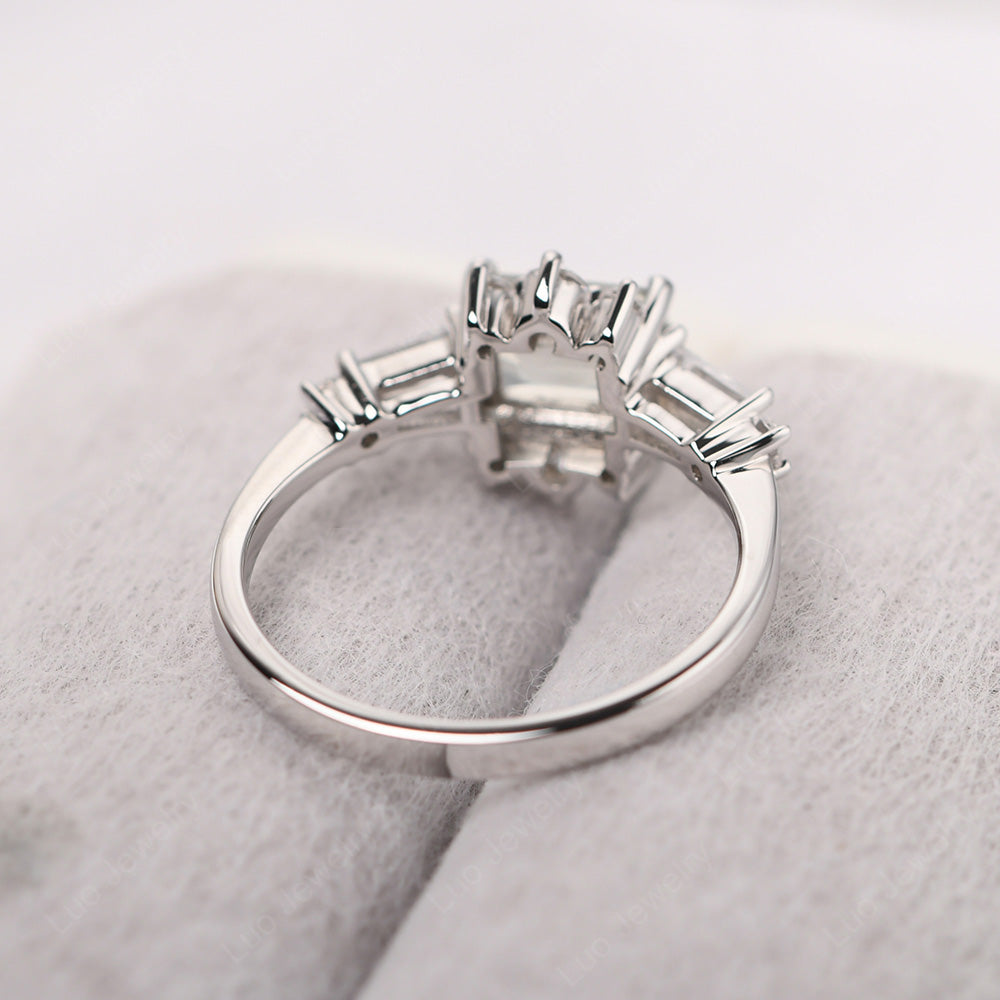 Emerald Cut Green Amethyst Horizontal Ring - LUO Jewelry