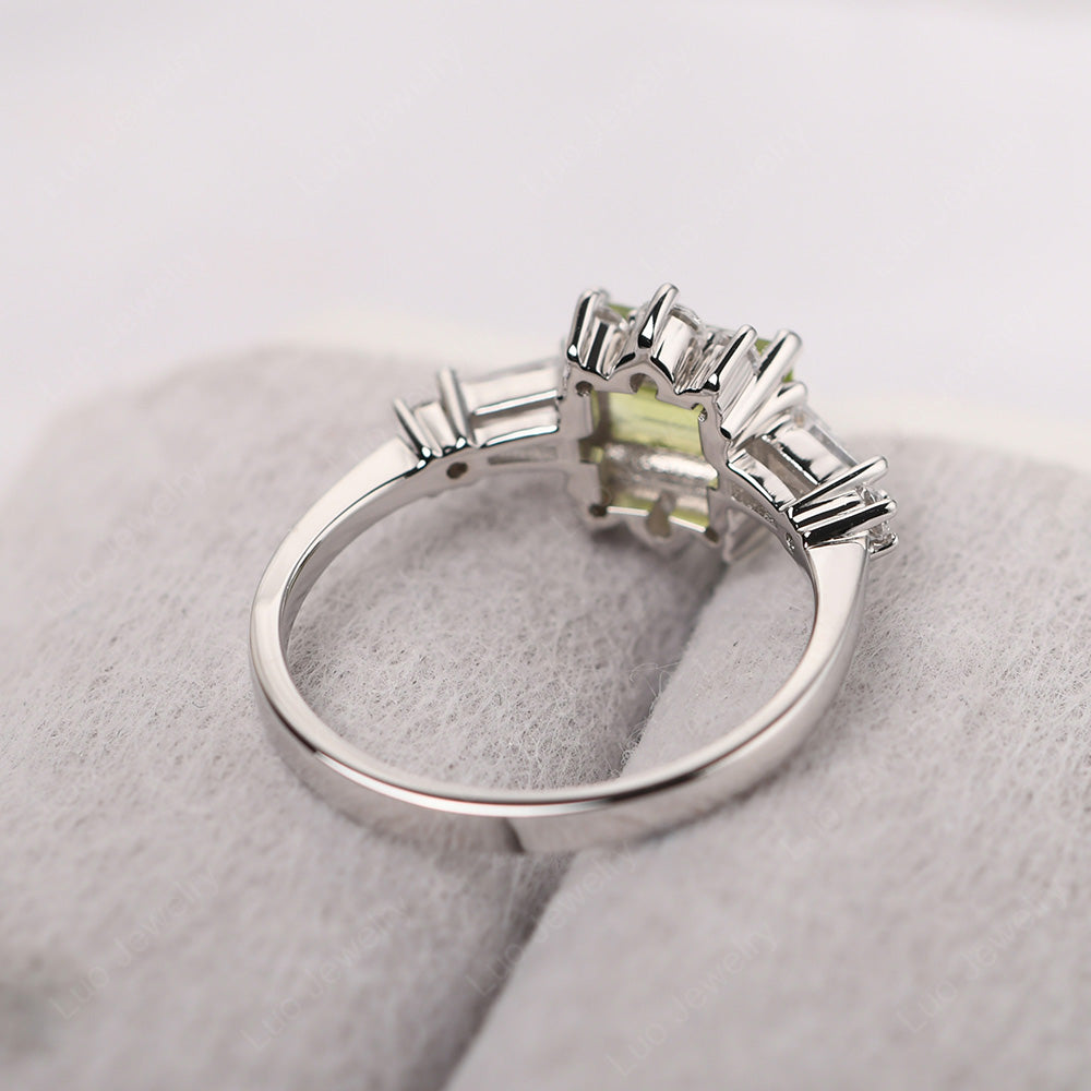 Emerald Cut Peridot Horizontal Ring - LUO Jewelry
