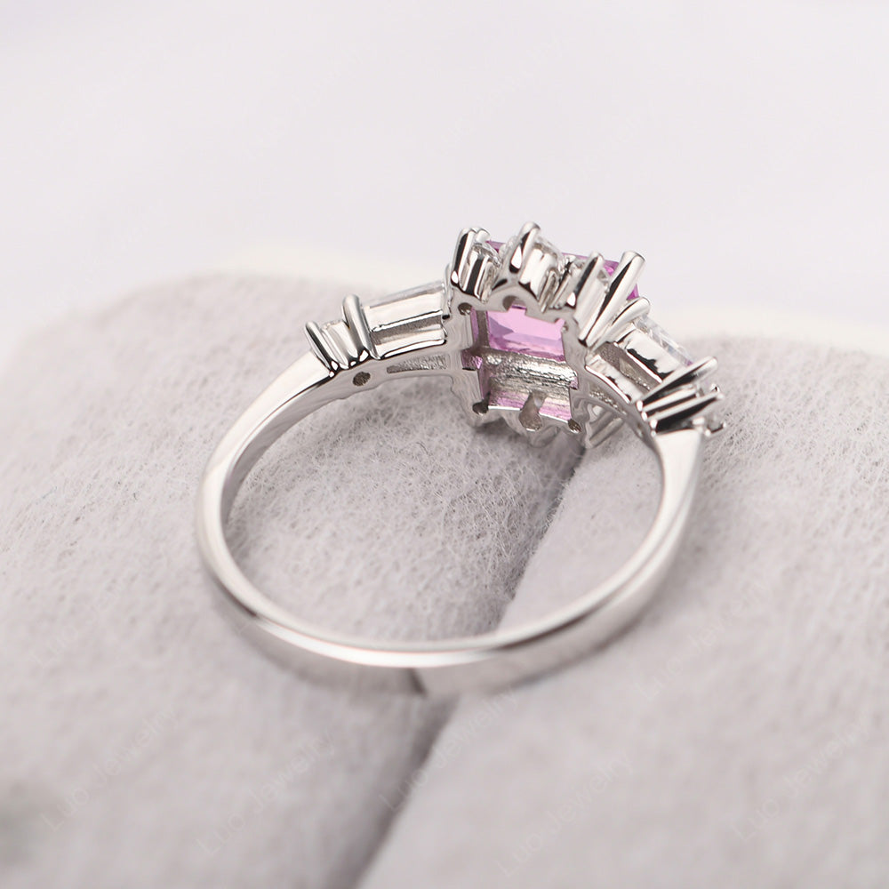 Emerald Cut Pink Sapphire Horizontal Ring - LUO Jewelry