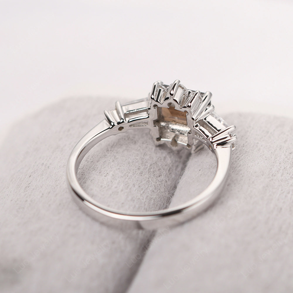 Emerald Cut Smoky Quartz Horizontal Ring - LUO Jewelry