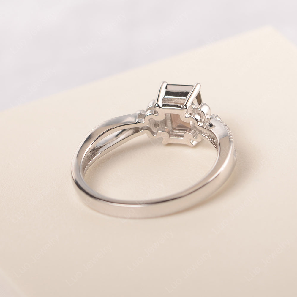 Emerald Cut Smoky Quartz Ring Vintage Engagement Ring - LUO Jewelry