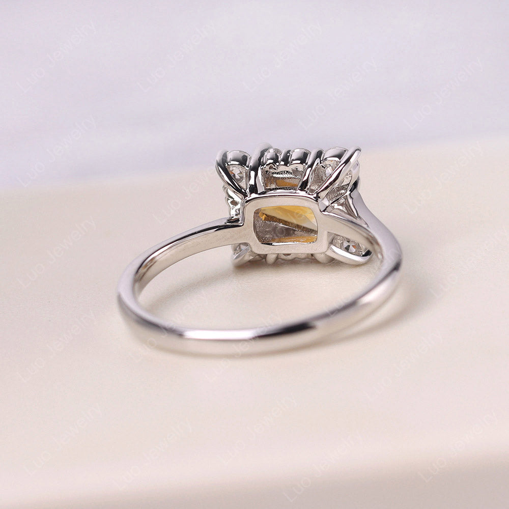 Smaragd geschnittener Citrine Halo Ring