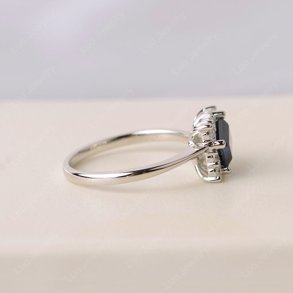 Emerald Cut Sapphire Halo Rings - LUO Jewelry