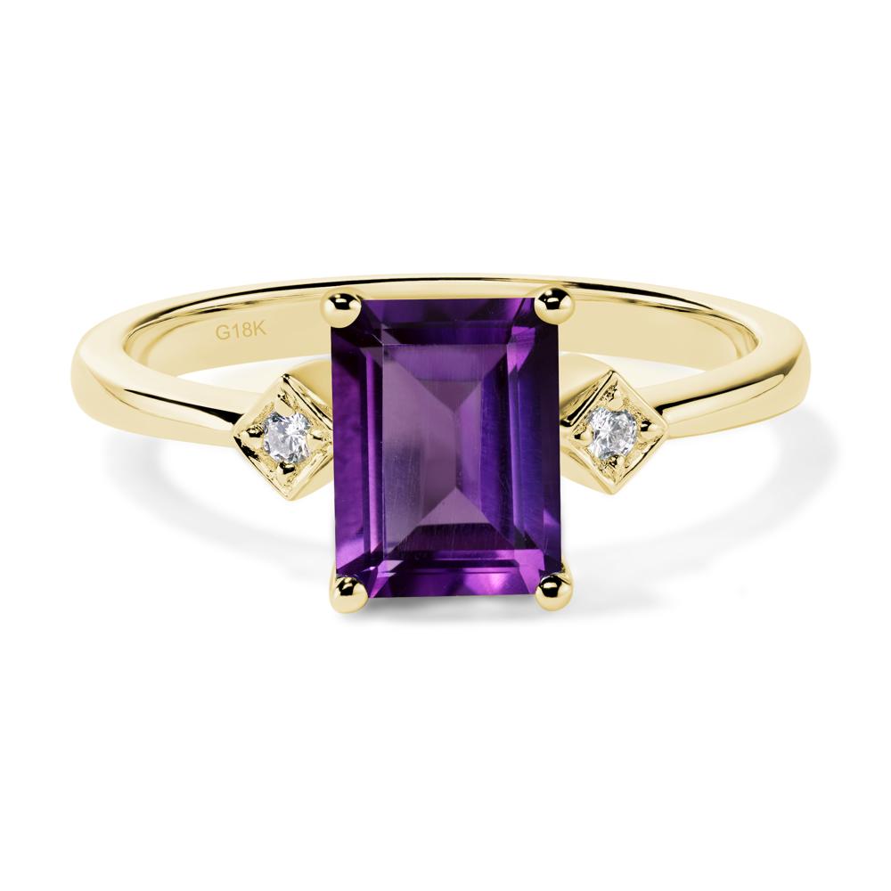 Emerald Cut Amethyst Engagement Ring - LUO Jewelry #metal_18k yellow gold