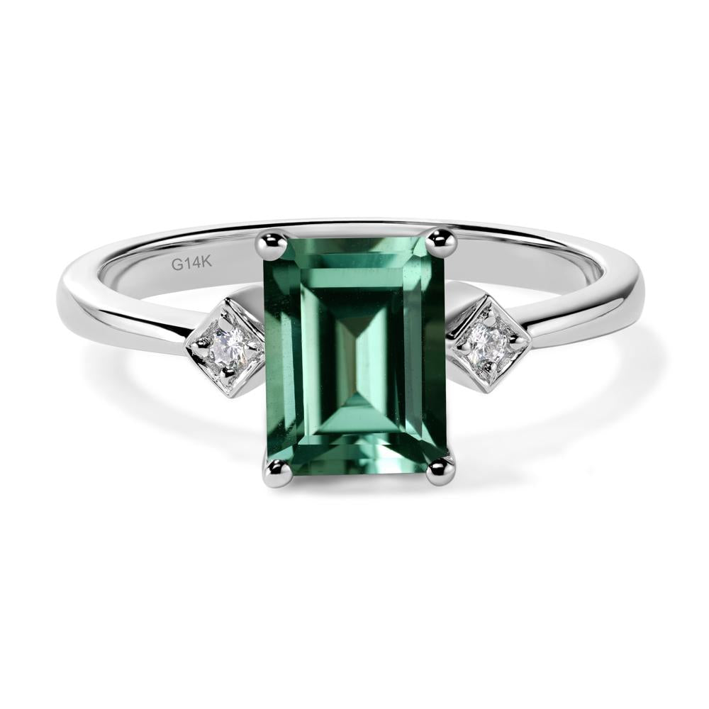 Emerald Cut Green Sapphire Engagement Ring - LUO Jewelry #metal_14k white gold