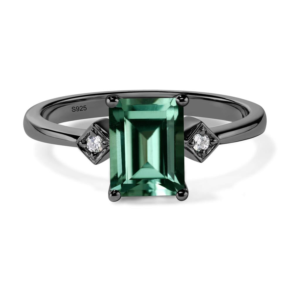 Emerald Cut Green Sapphire Engagement Ring - LUO Jewelry #metal_black finish sterling silver
