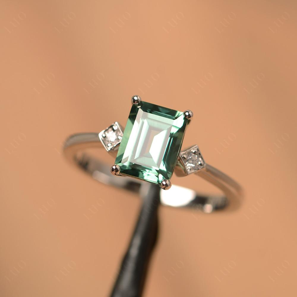 Emerald Cut Green Sapphire Engagement Ring - LUO Jewelry