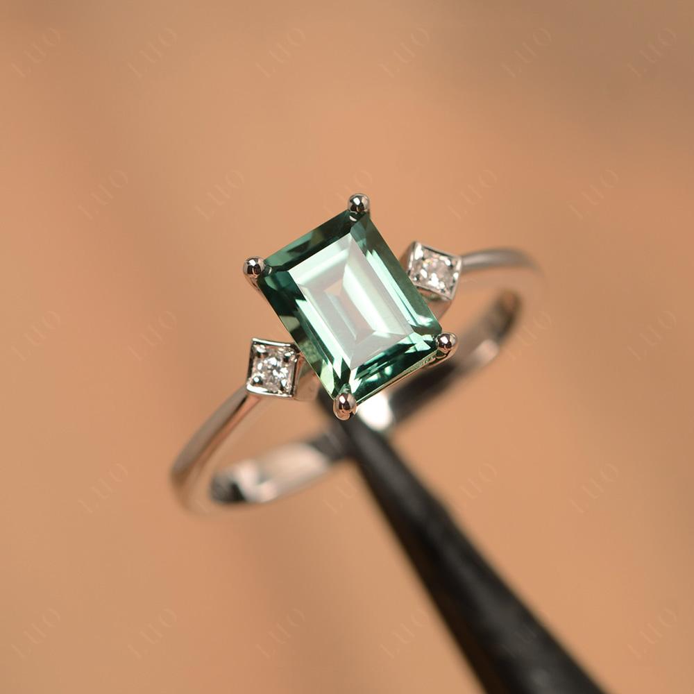 Emerald Cut Green Sapphire Engagement Ring - LUO Jewelry