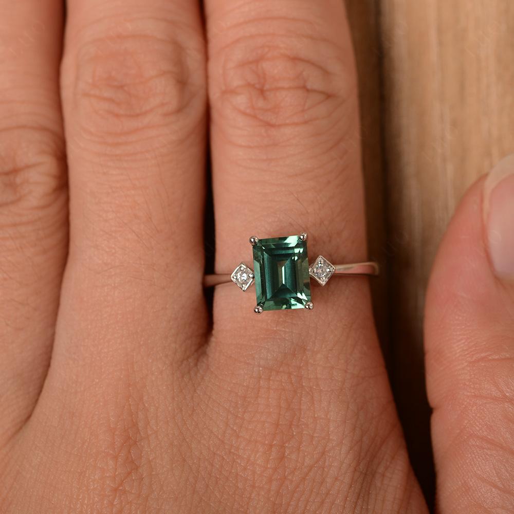 Emerald Cut Green Sapphire Engagement Ring - LUO Jewelry