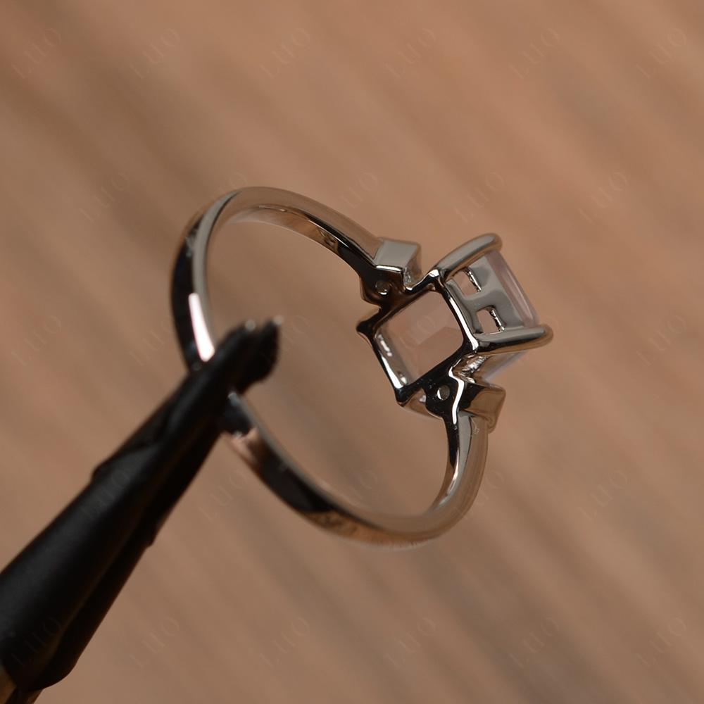 Emerald Cut Rose Quartz Engagement Ring - LUO Jewelry