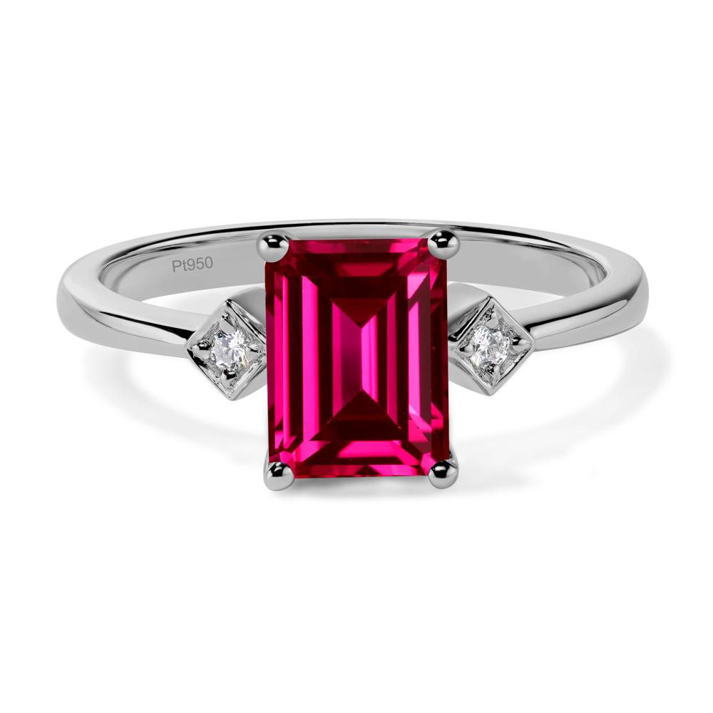 Emerald Cut Ruby Engagement Ring - LUO Jewelry #metal_platinum