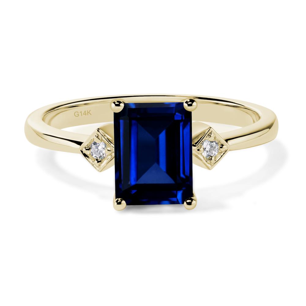 Emerald Cut Lab Created Sapphire Engagement Ring - LUO Jewelry #metal_14k yellow gold