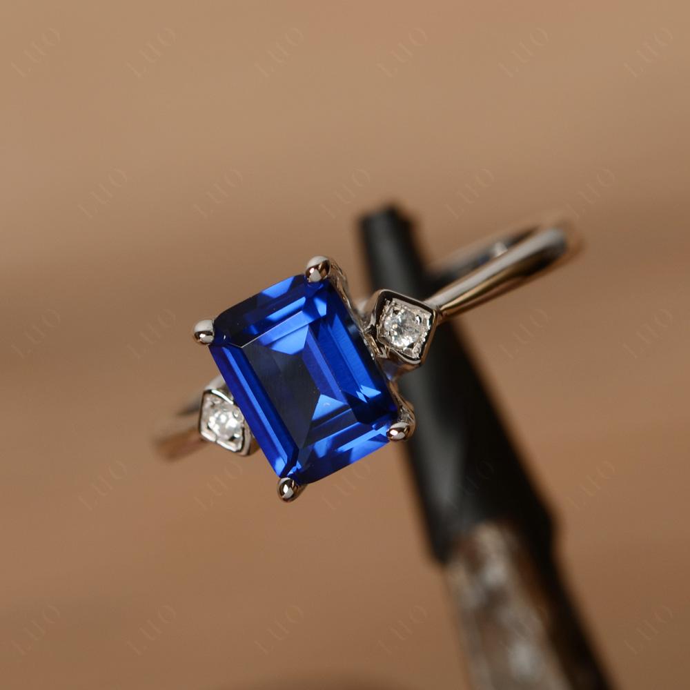 Emerald Cut Lab Created Sapphire Engagement Ring - LUO Jewelry