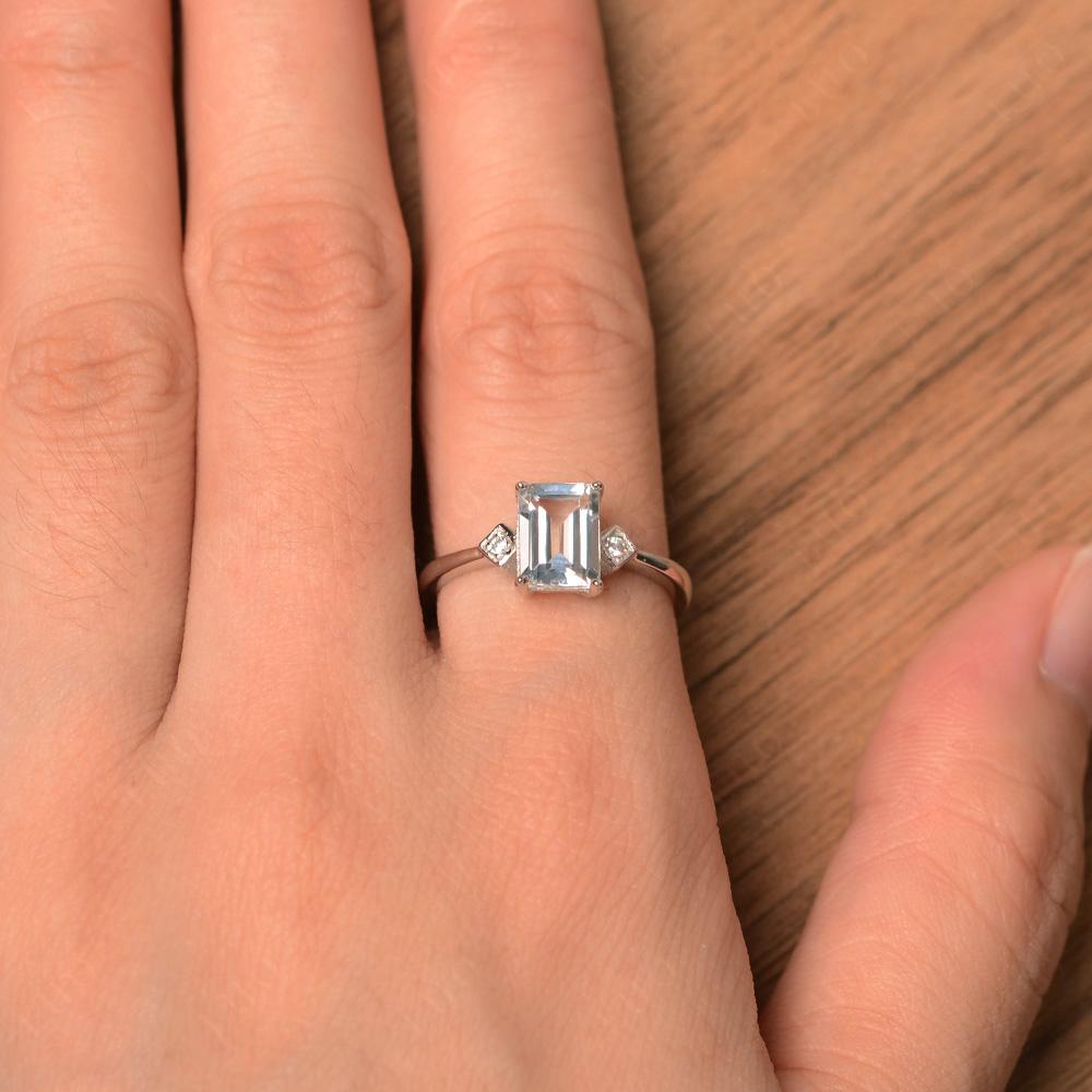 Emerald Cut White Topaz Engagement Ring - LUO Jewelry