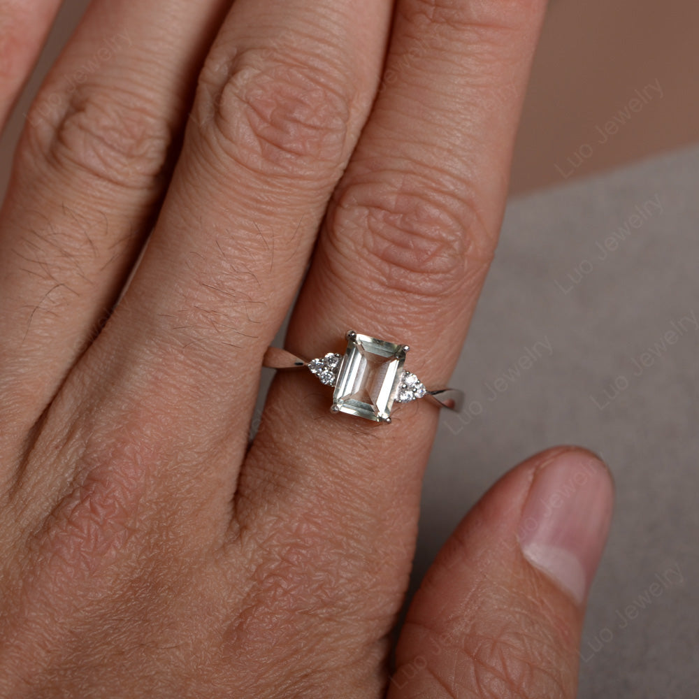 Emerald Green Amethyst Engagement Ring Silver - LUO Jewelry
