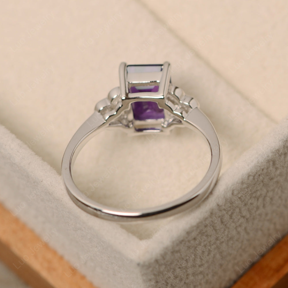 Vintage Emerald Cut Amethyst Wedding Ring - LUO Jewelry