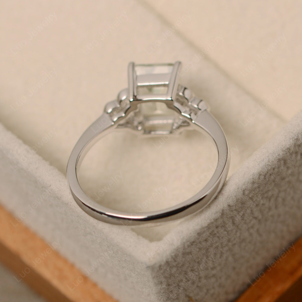 Vintage Emerald Cut Green Amethyst Wedding Ring - LUO Jewelry