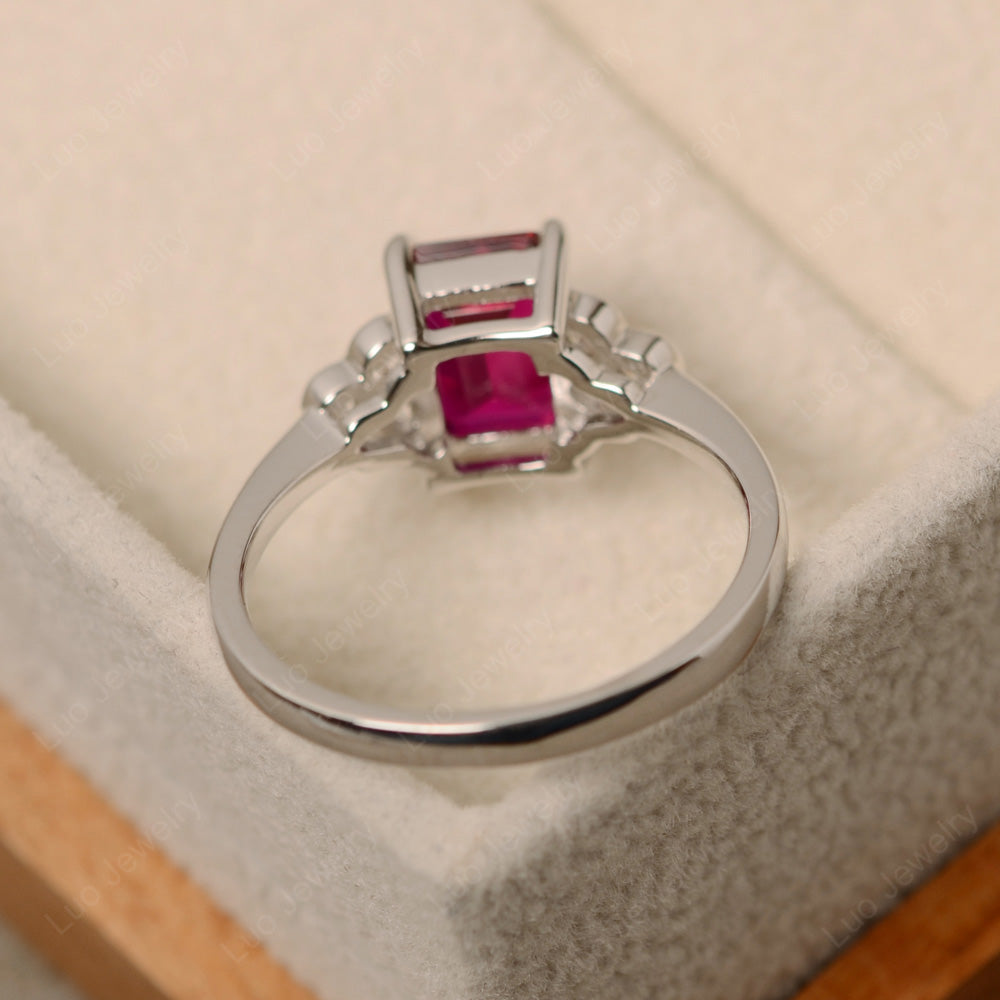 Vintage Emerald Cut Ruby Ring - LUO Jewelry