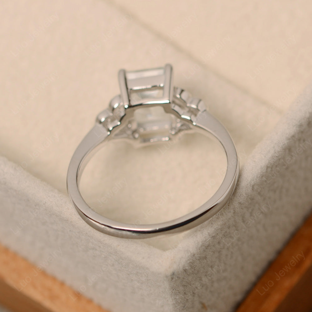 Vintage Emerald Cut White Topaz Wedding Ring - LUO Jewelry