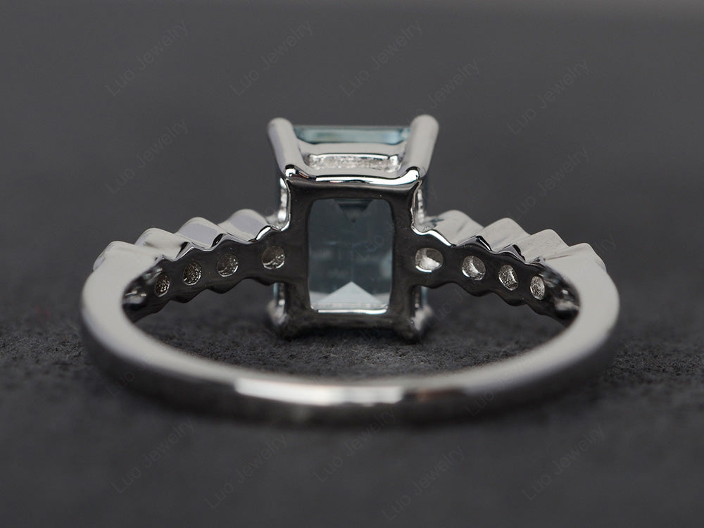 Aquamarine Engagement Honeycomb Ring Silver - LUO Jewelry