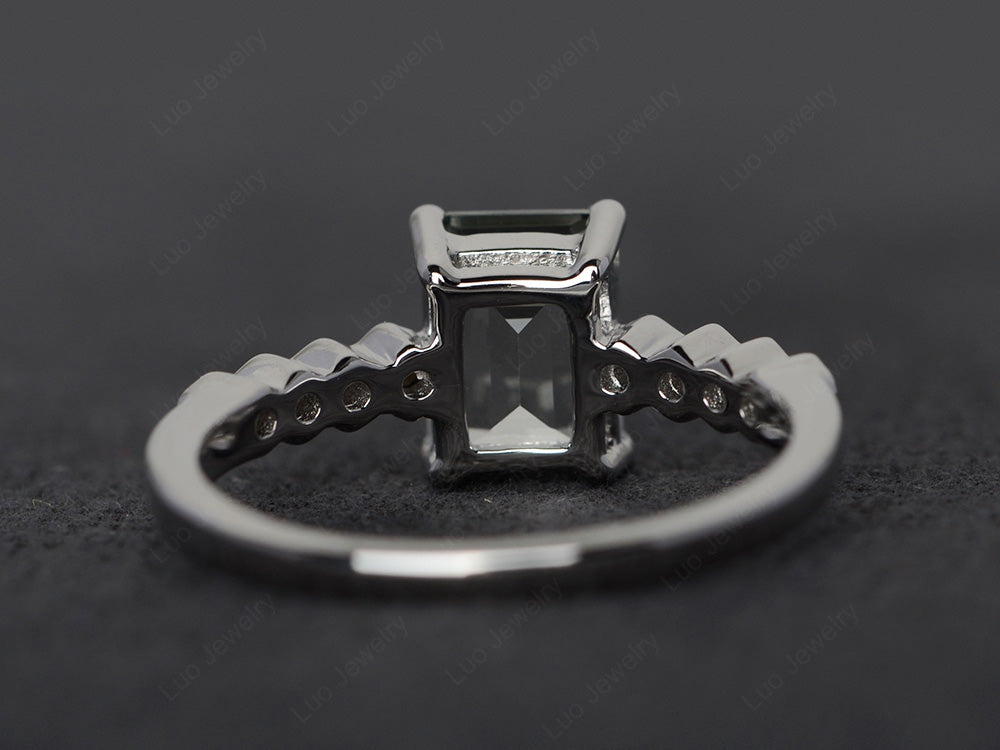 Green Amethyst Engagement Honeycomb Ring Silver - LUO Jewelry