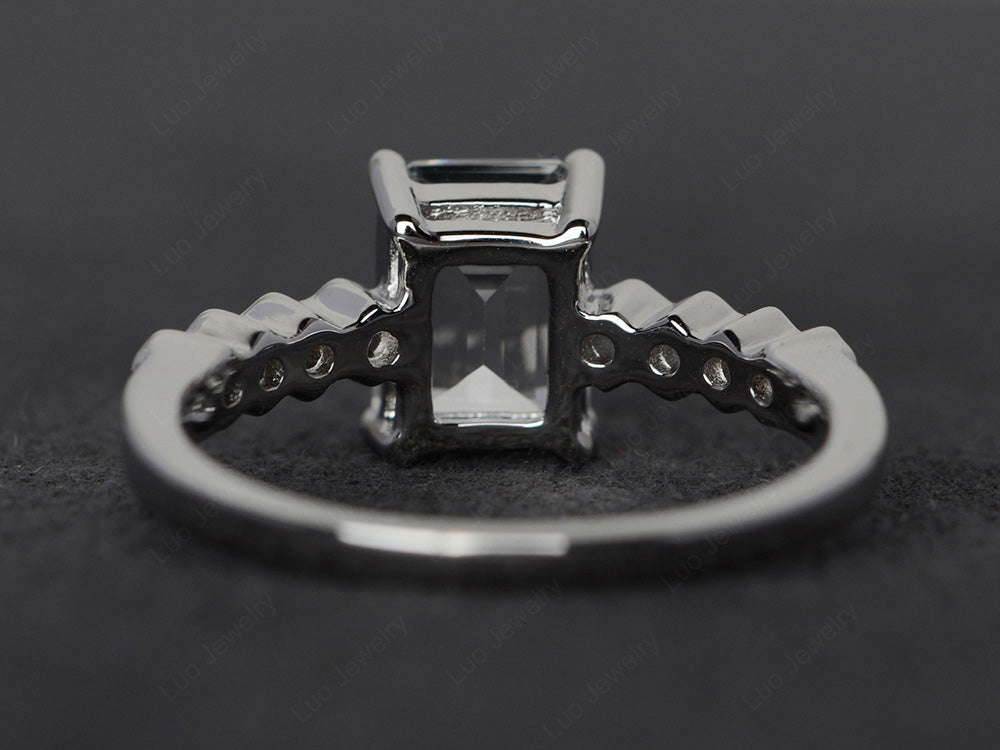 White Topaz Engagement Honeycomb Ring Silver - LUO Jewelry